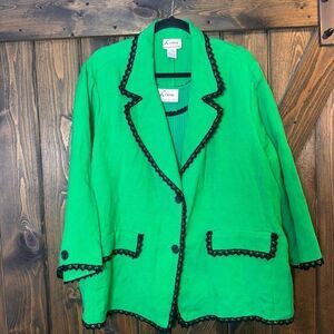 LINEA Louis Dell'olio Linen Blend Lace Trim Blazer Jacket W/Tank